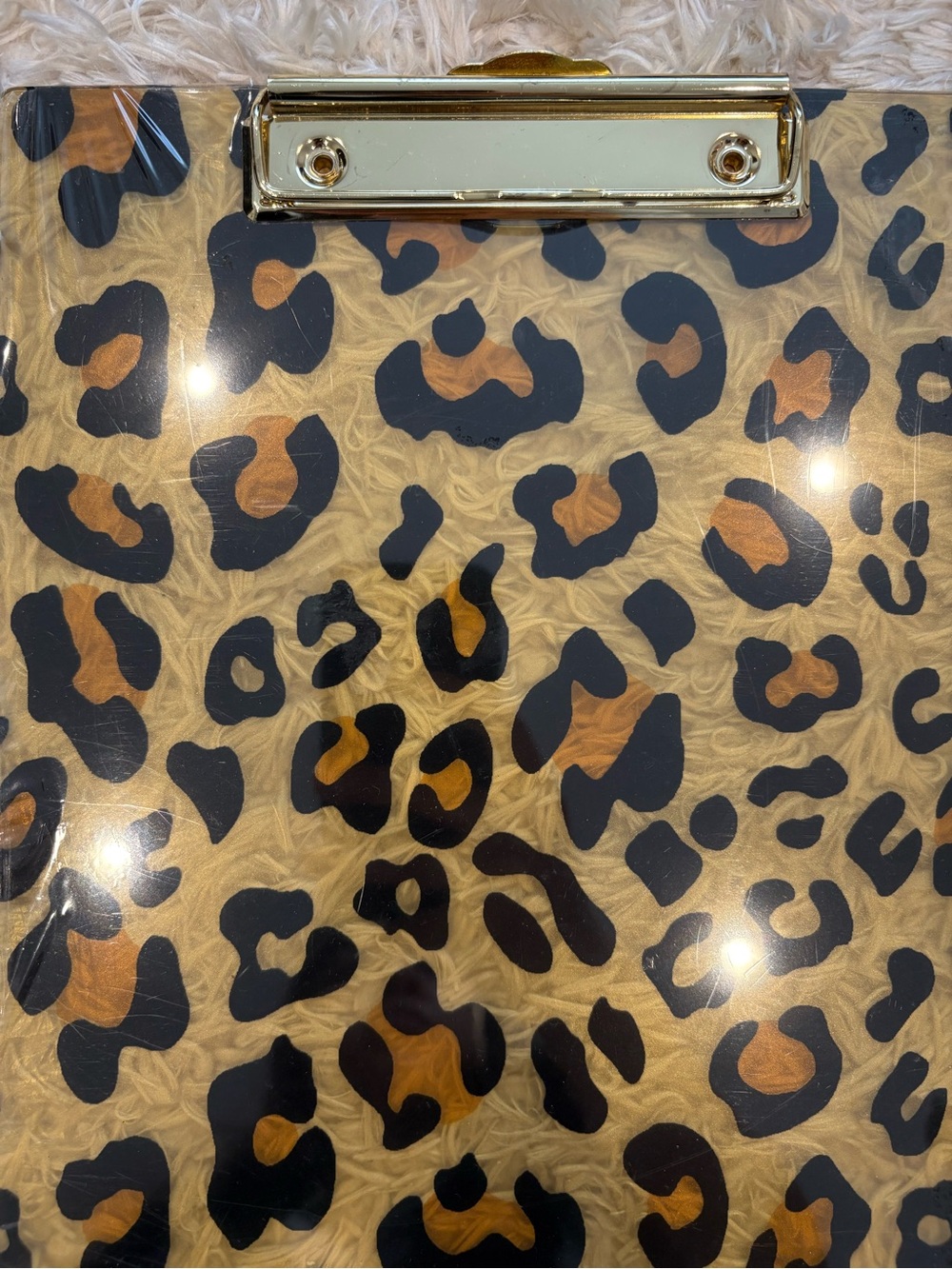 Leopard Print Decorative Clipboard, Black Gold Stylish Cute Office - Picture 2 of 3